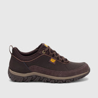 Cat Men's Press Sport Lo P727145 coffee bean brown low-top casual shoes, side view.