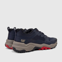 Cat Men's Grapple No Sew P726821 Total Eclipse CT425 athletic shoes in navy blue with grey and red accents, viewed from the