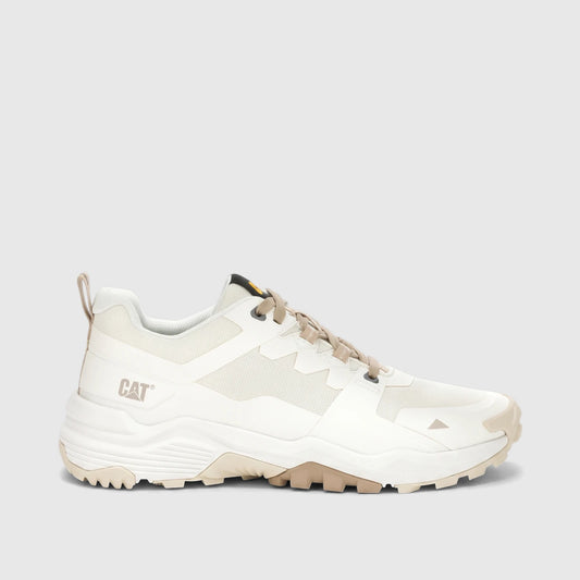 Cat Men's Grapple No Sew P726828 CT426 sneaker in whisper white and beige, side view, on a white background.
