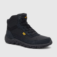 Black Cat Men's Press Hi P727149 high-top lace-up boot with a rugged sole, seen from a side view.