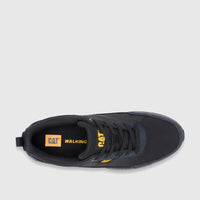 Cat Men's Press Lo P727141 black walking shoe, presented from a top-down view on a plain white background.