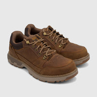 Cat Men's Pursue Hiker Lo P726887 shoes in bronze brown leather, featuring sturdy laces and rugged soles for hiking.