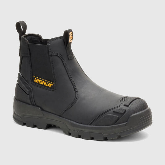 Black Cat Men's Striver XL Dealer S3 FO SC LG HRO SR Safety Boot, shown in a side profile view, highlighting its durable