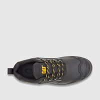 Cat Men's Striver XL Low S3 FO SC LG HRO SR black safety lace-up shoes, top-down view.
