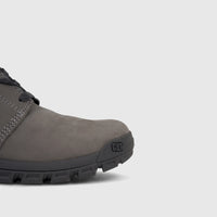 Close-up of a gray Cat Men's Threshold Chukka P726890 Gargoyle work boot, showcasing the front-left side with the black toe