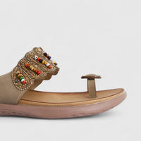 Bulbul Ladies Ethnic Comfort Sandal Beige HAR069