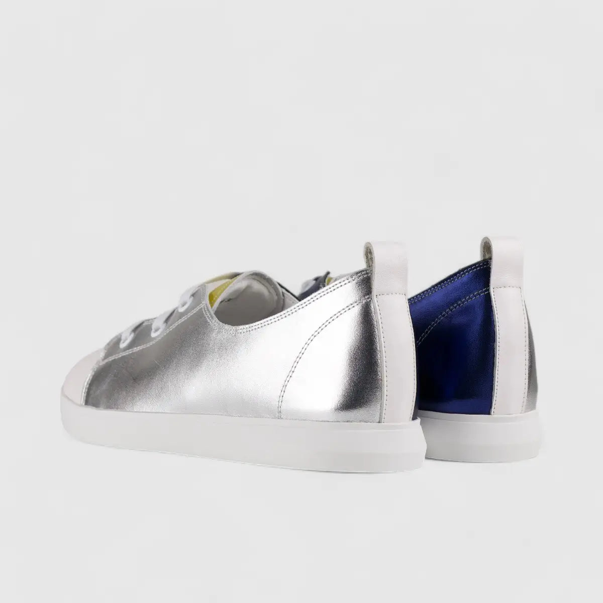 Morbido Ladies Leather Statement Sneakers Silver 1719-6 Sneakers | familyshoecentre