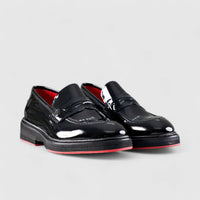 Chunky Sole Dress Loafers Black Patent 0236 FC36 Loafers | familyshoecentre