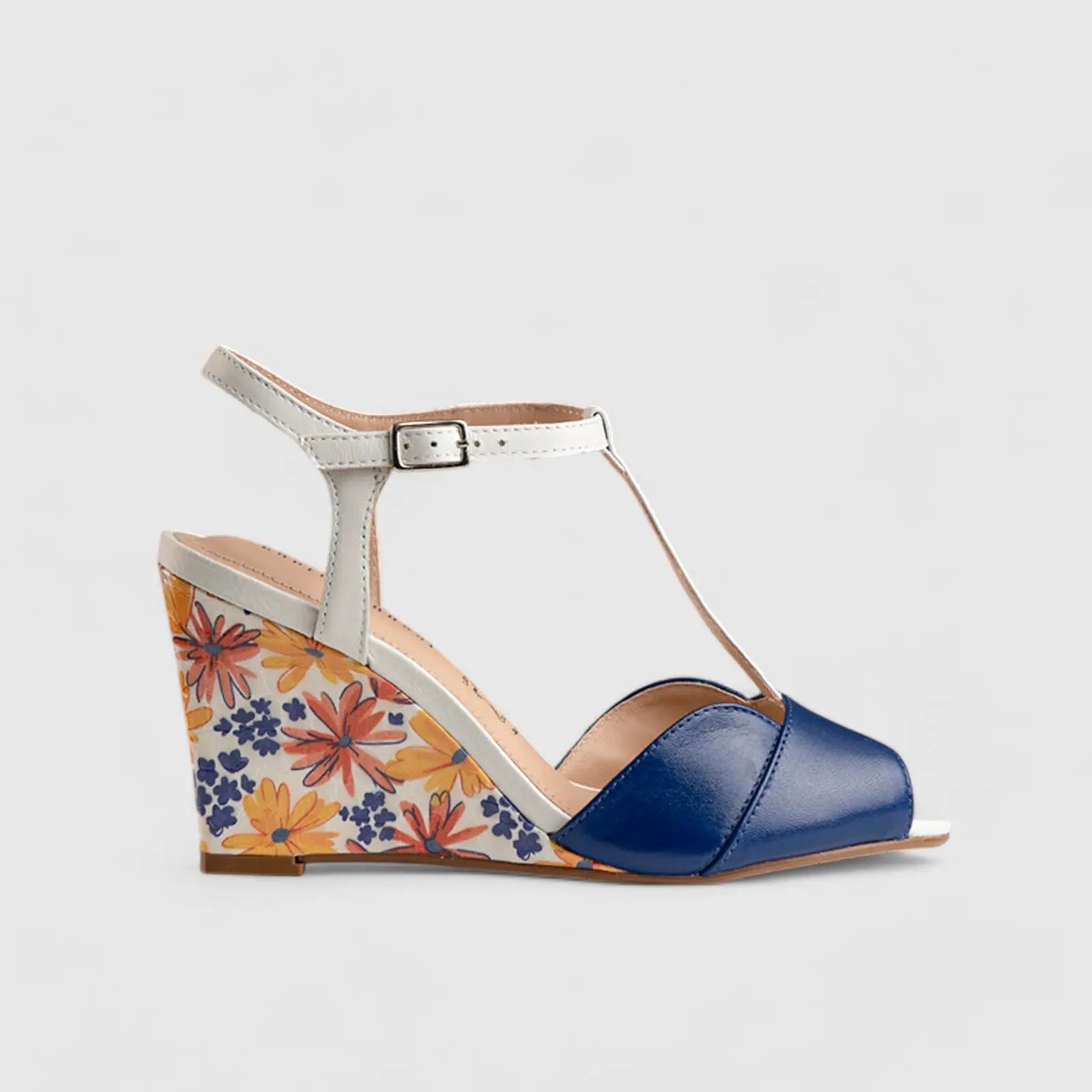 Comfort Wedge Sandal Blue Multi 8217 Wedges | familyshoecentre