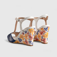 Comfort Wedge Sandal Blue Multi 8217 Wedges | familyshoecentre