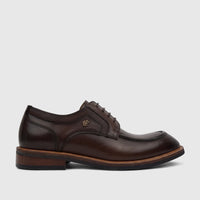 Crockett And Jones Men's Lace Up Guilio Coffee CJ33 dark brown leather derby dress shoe, side view.