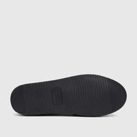 Underside view of a black Crockett and Jones Men's Alonzo lace-up brogue shoe with a rubber sole and brand logo.