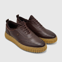 Crockett and Jones Men's Chunky Sole Casual Lace Up Alvize 62.CGS537B Brown CJ24 leather shoes with brogue detailing and tan