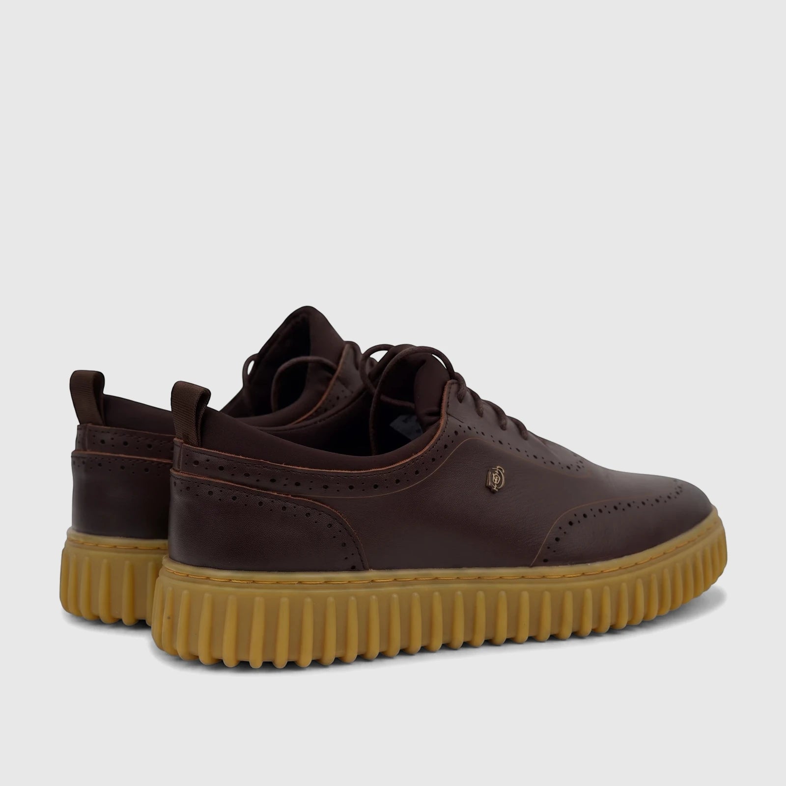 Crockett and Jones Men's Chunky Sole Casual Lace Up Alvize shoes in brown leather with brogue detailing and a thick ridged