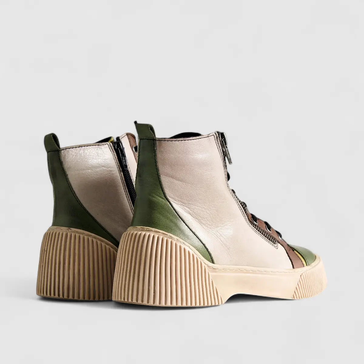 Karyoka Comfort Leather Boots 3142 Beige Multi Boots | familyshoecentre