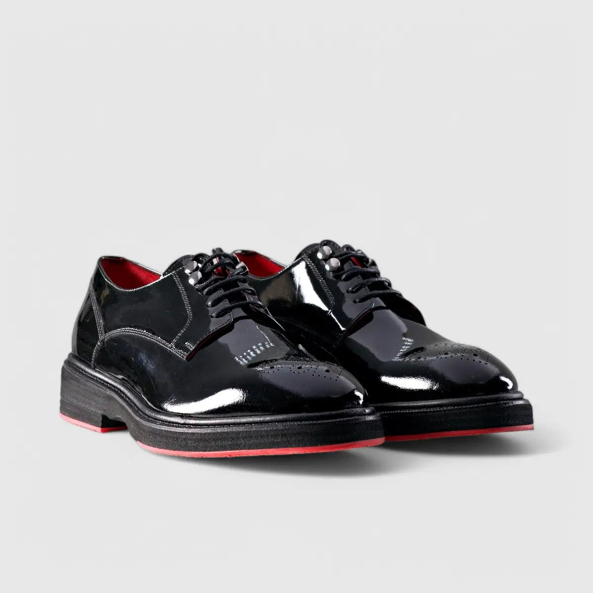 Chunky Sole Dress Oxfords Black Patent 0234 Stud FC29 Oxfords | familyshoecentre