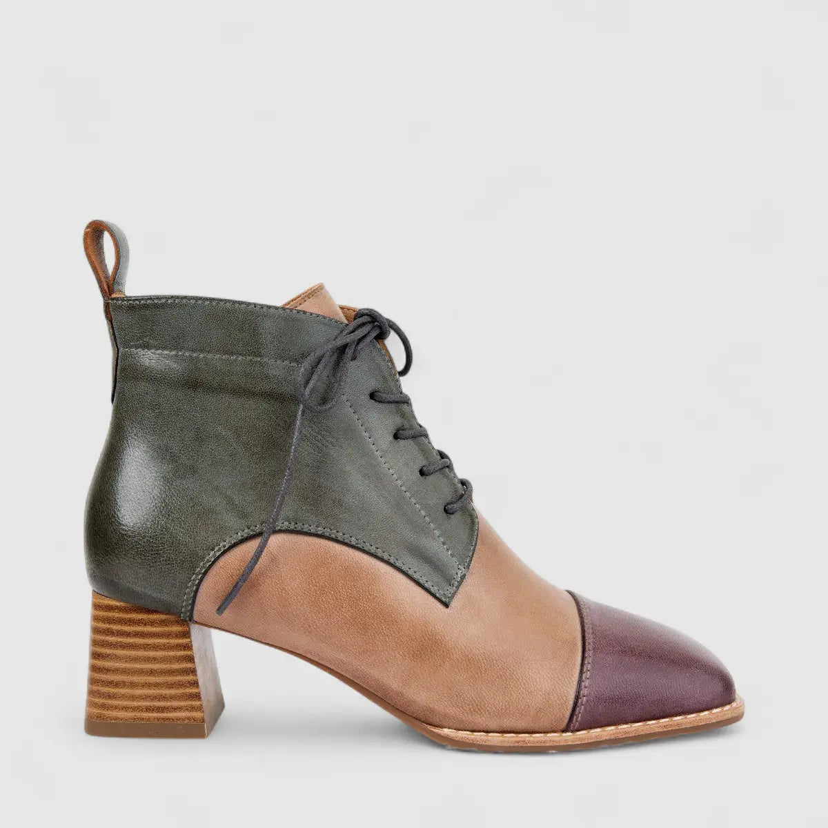 Bulbul Ladies Leather Block Heel Ankle Boot Multi LSF-14