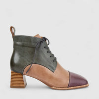 Bulbul Ladies Leather Block Heel Ankle Boot Multi LSF-14