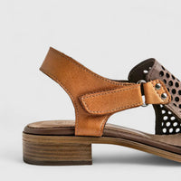 Dimato Ladies Leather Comfort Sandal 002.8361 Brown/Tan DS230