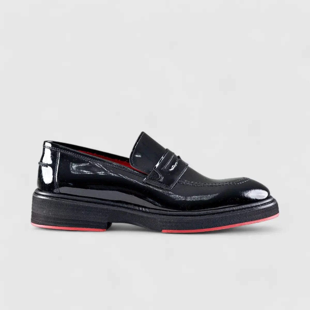 Chunky Sole Dress Loafers Black Patent 0236 FC36 Loafers | familyshoecentre