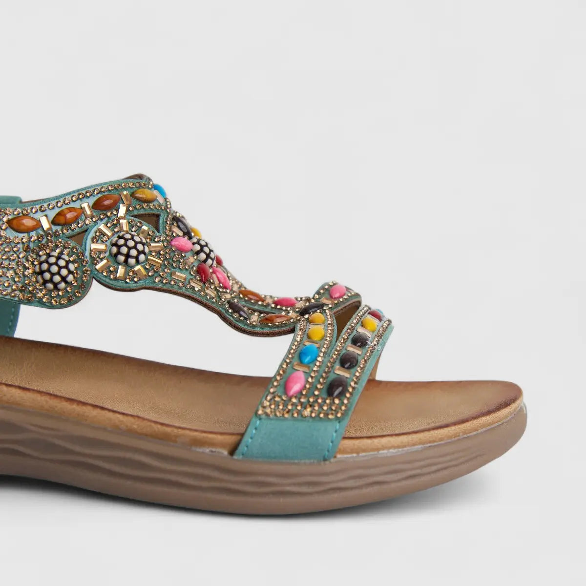 Bulbul Ladies Ethnic Comfort Sandal Teal HAR068