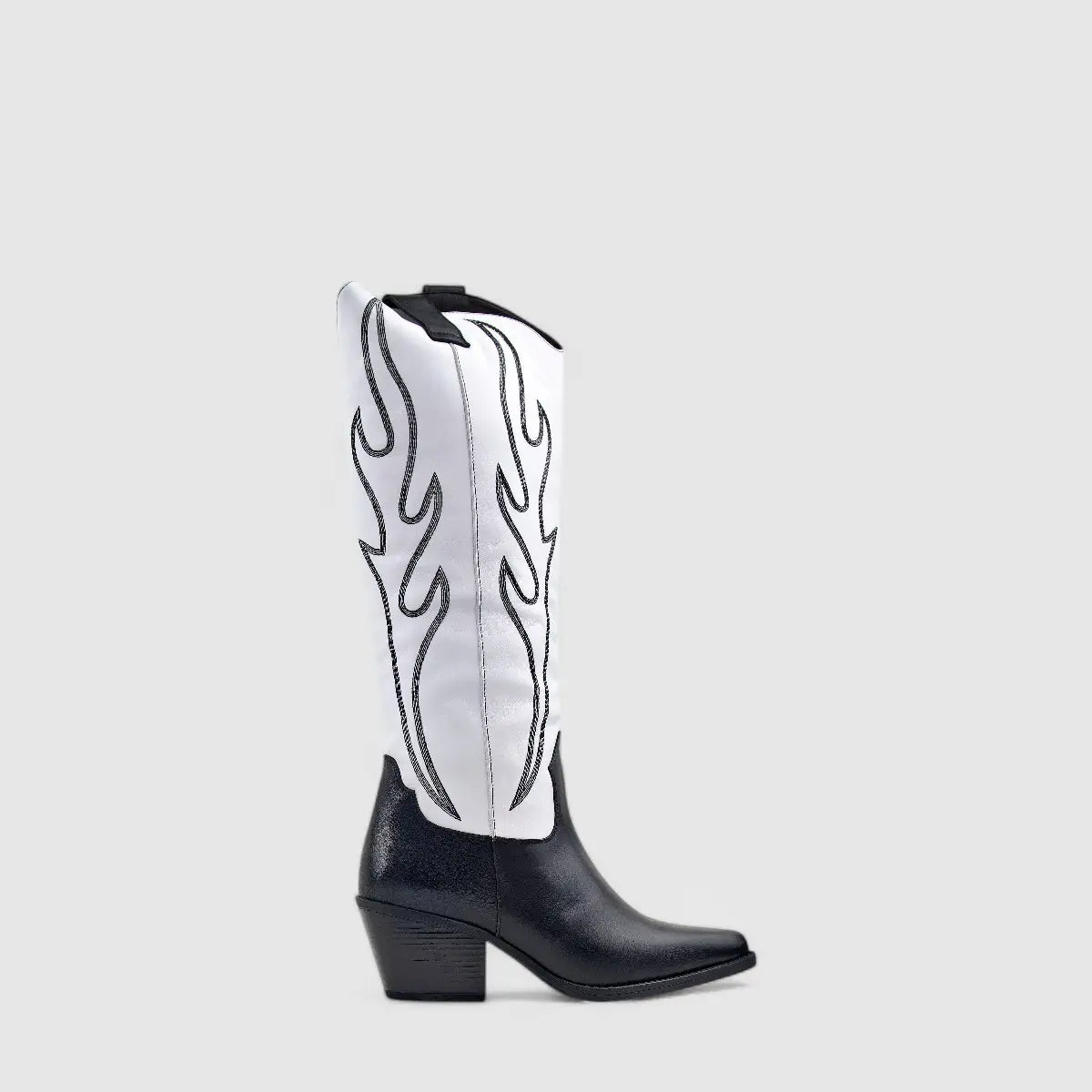 Sofia Mare Leather Cowboy Boot Black/White 11764 Boots | familyshoecentre
