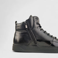 Babucci Men's Leather Hi Top Sneaker B131688L38-1 BAB029 Black