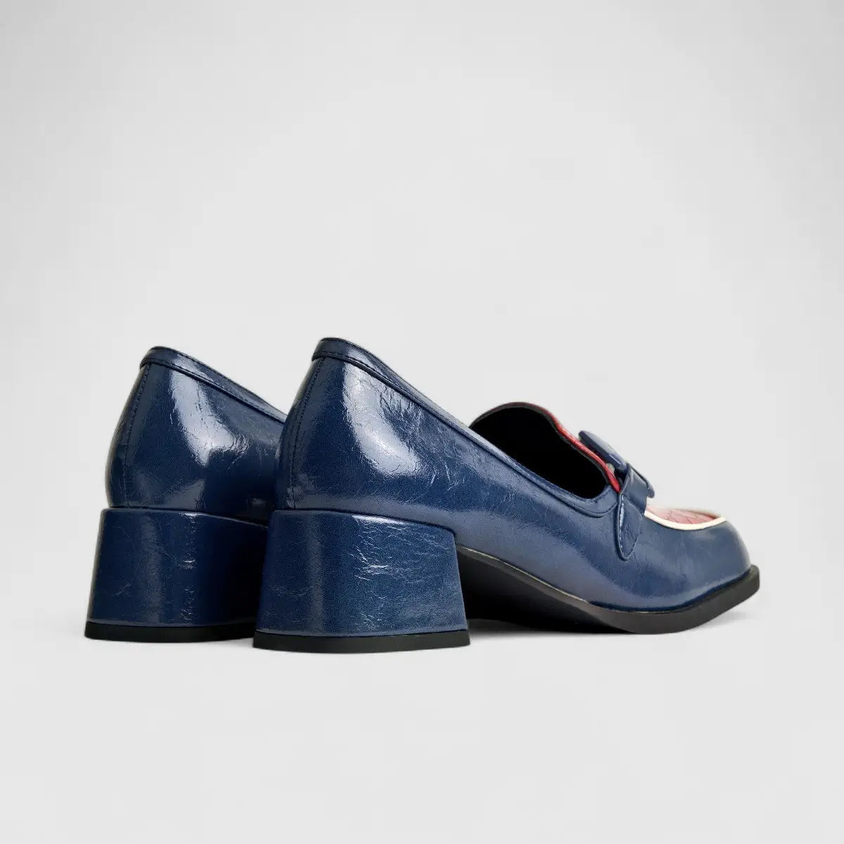 Bulbul Ladies Block Heel Comfort Shoe Blue SCR11-07 Heels | familyshoecentre