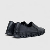 Karyoka Ladies Leather Comfort Slip On 6562 Black KS95