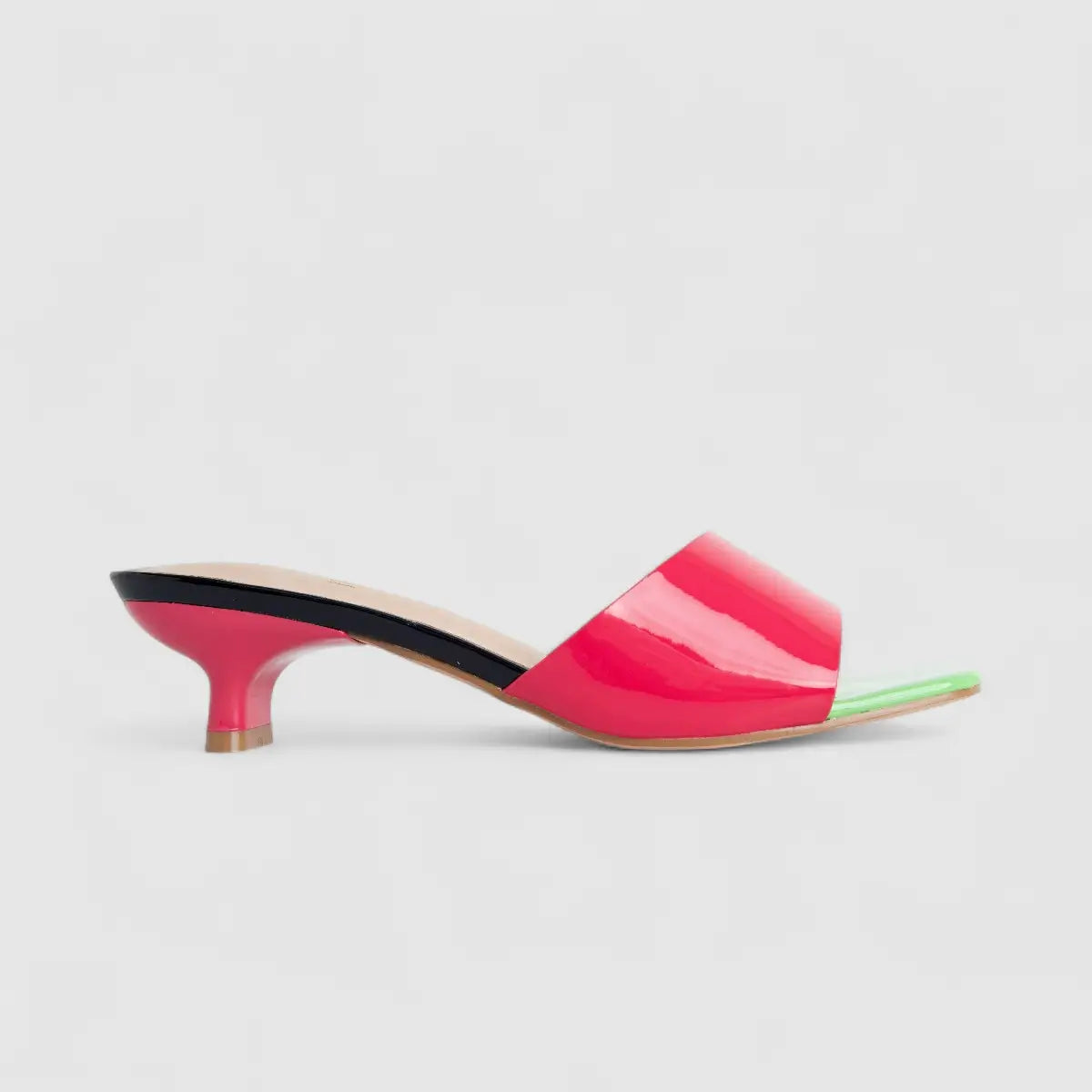 Bulbul Ladies Casual Low Heel Sandal Fuchsia Green HAR064