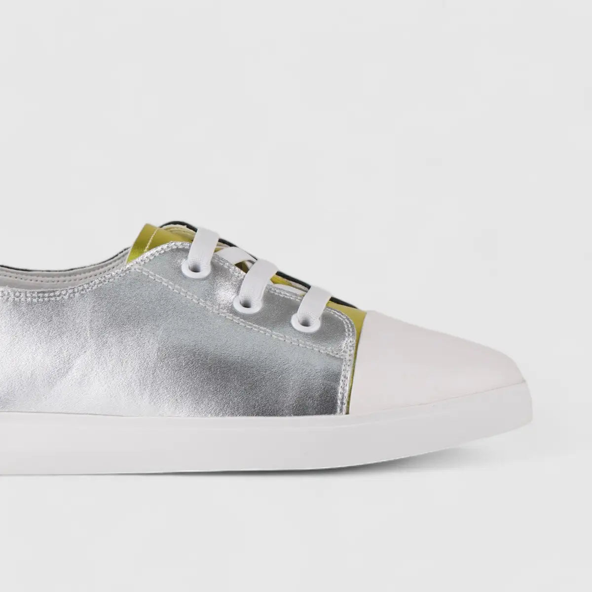 Morbido Ladies Leather Statement Sneakers Silver 1719-6 Sneakers | familyshoecentre