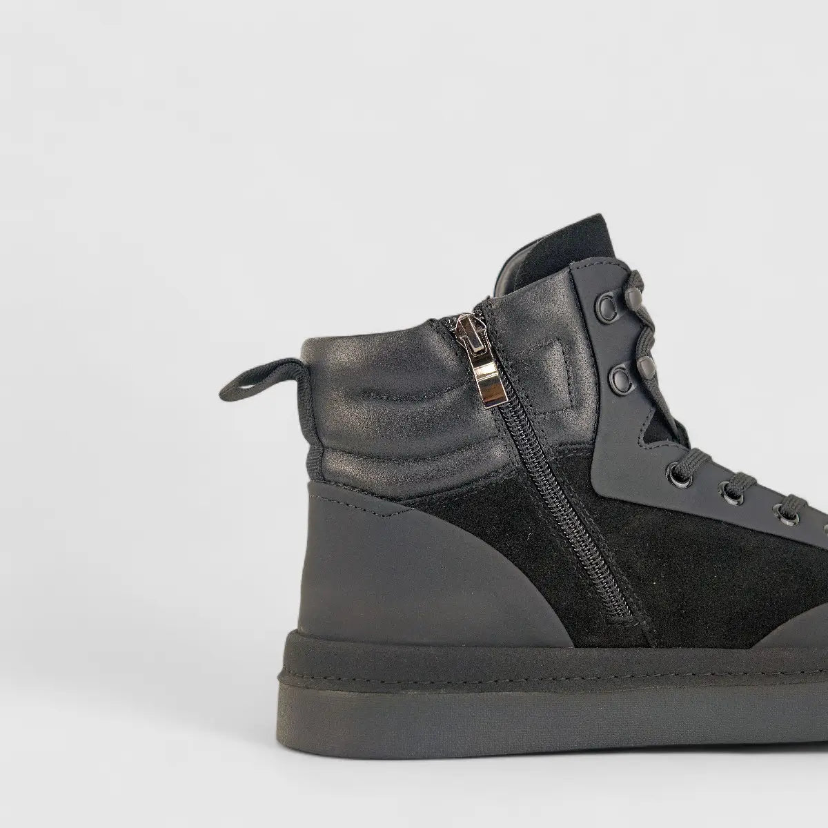 Babucci Men's Leather Hi Top Sneaker B282199H-2A BAB031 Black