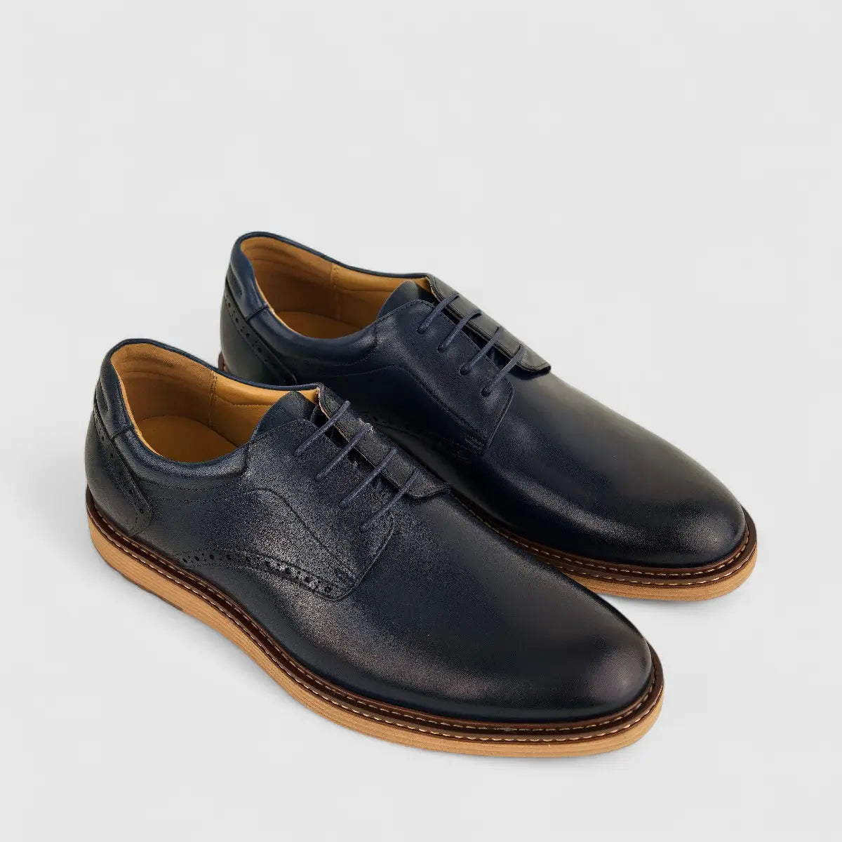 Babucci Men's Casual Leather Lace Up K0582180-1C BAB020 Navy