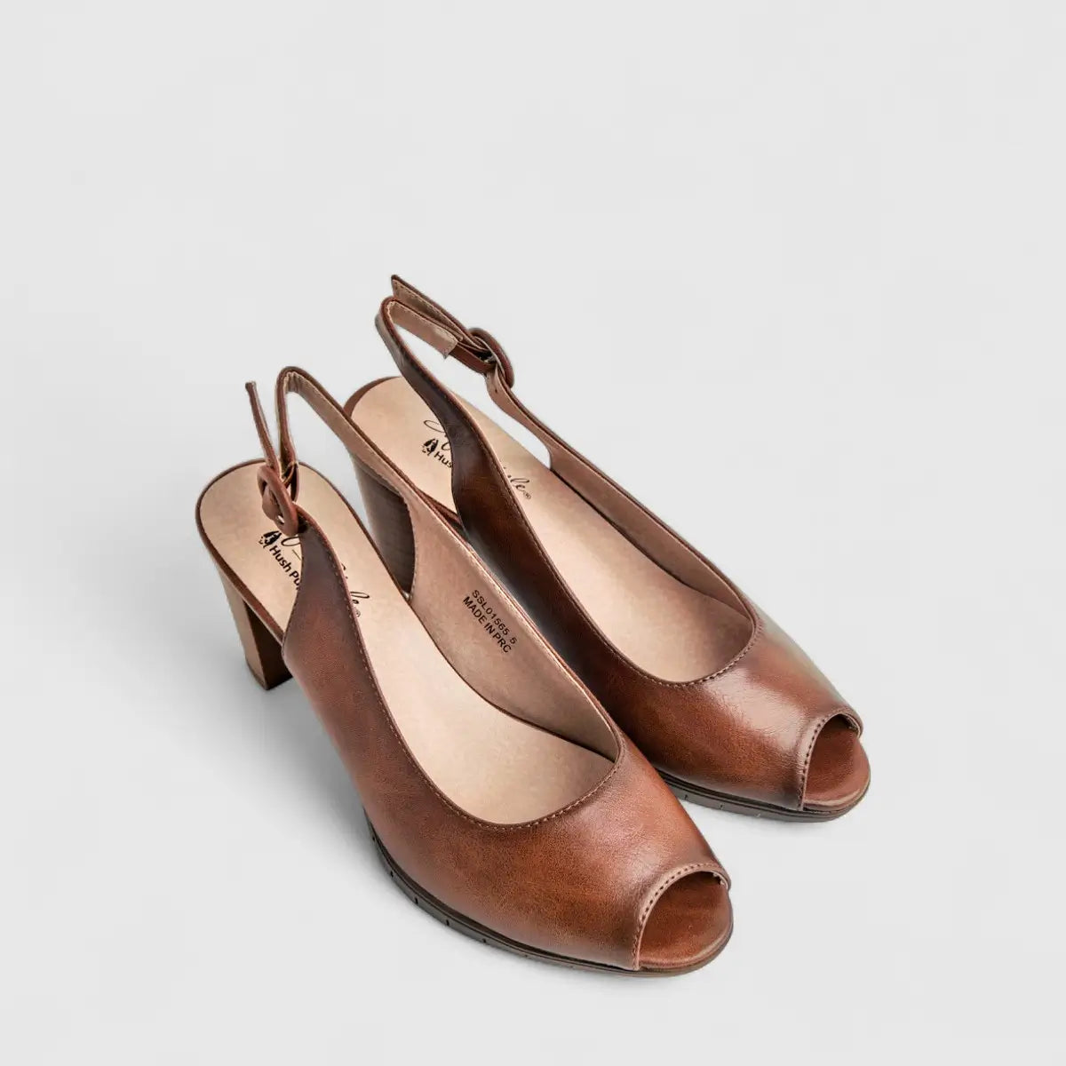 Hush Puppies Soft Style Ladies Block Heel Sandal Sindy SSL01565 Cognac SS272