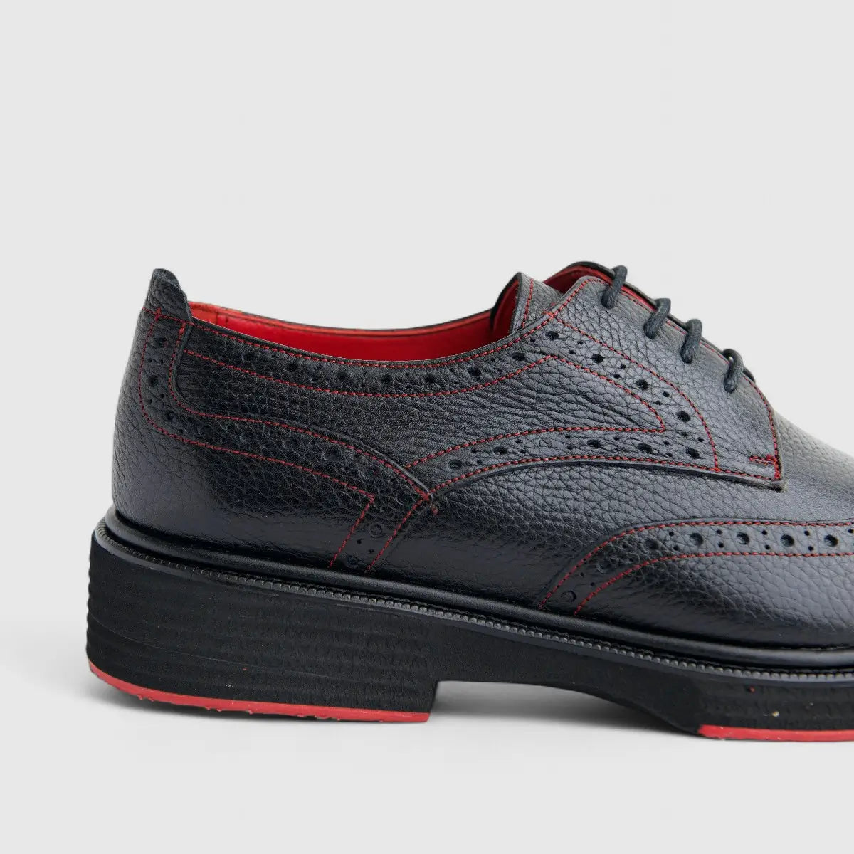 Formales Men's (UK4 TO UK12) Leather Chunky Sole Lace Up Brougue 4116 Black Floater FC141