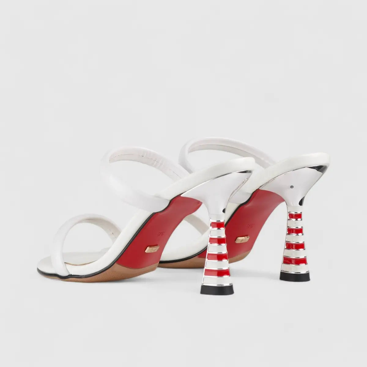 Bulbul Leather Heel Sandal White LAR6005 Heels | familyshoecentre