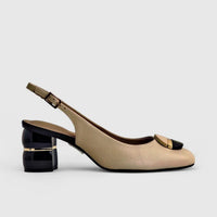 Capelli Rossi Leather Ladies Block Heel Court 11589 Beige CR72