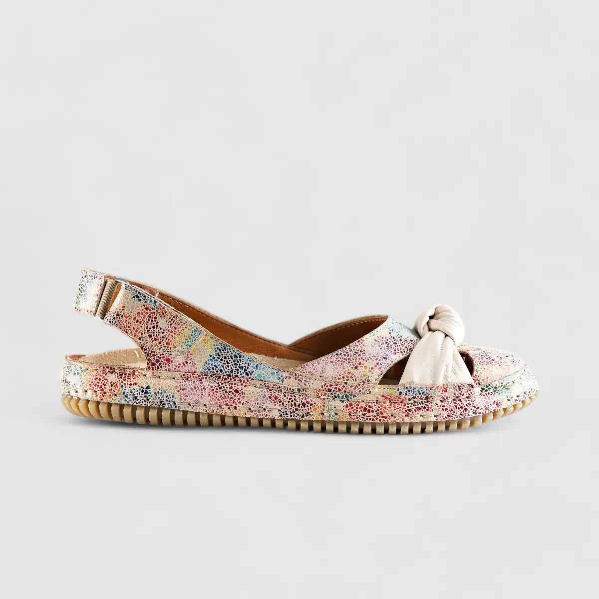 Karyoka Comfort Leather Casuals 6436 Beige Multi Sandals | familyshoecentre