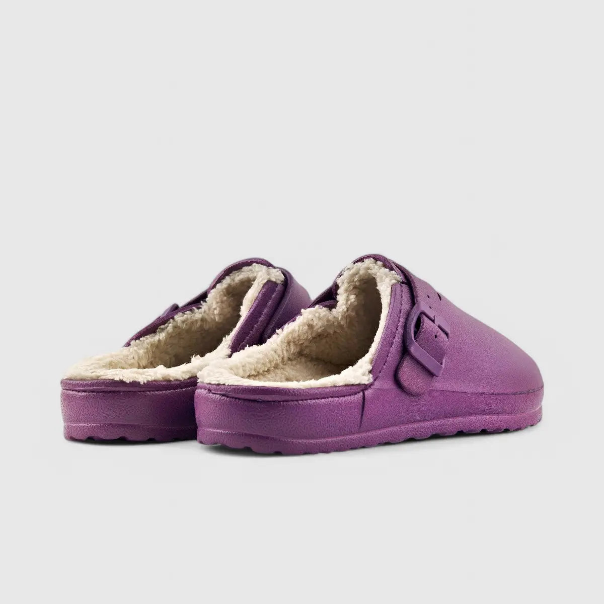 Soft Style By Hush Puppies Desi Fur Slippers Purple 01280 Slip-ons | familyshoecentre