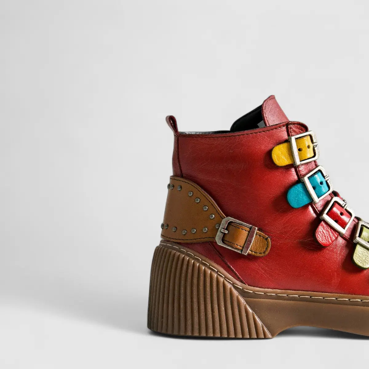 Karyoka Comfort Leather Boots 3105 Red Multi Boots | familyshoecentre