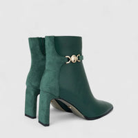 Bulbul Ladies Block Heel Ankle Boot Green CAR26-12