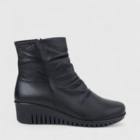 Dimato Ladies Leather Comfort Ankle Boot With Wedge 015.2001 Black DM84