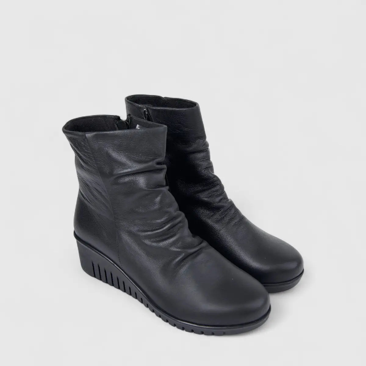 Dimato Ladies Leather Comfort Ankle Boot With Wedge 015.2001 Black DM84