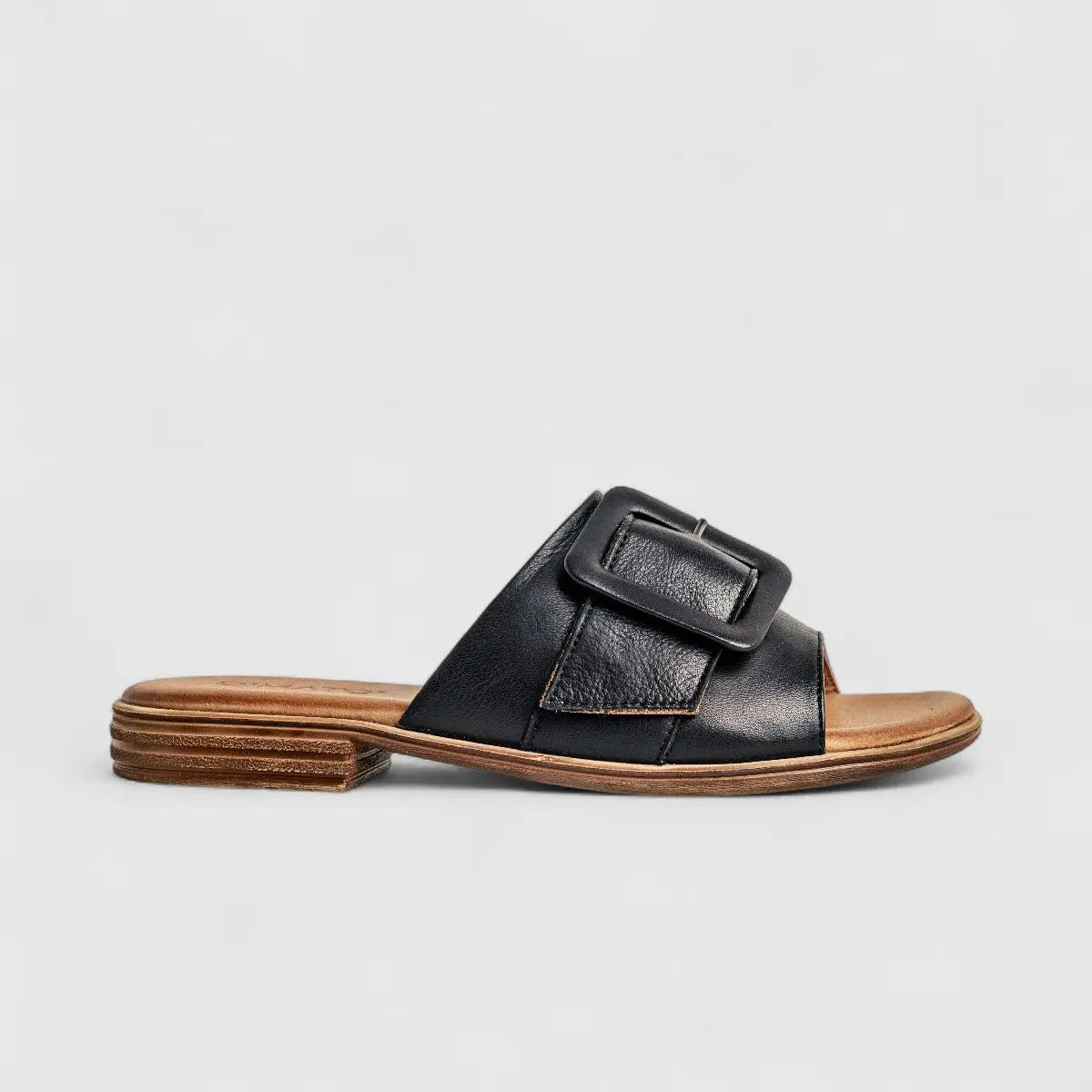 Dimato Ladies Leather Comfort Push In Sandal 002.8610 Black DS214