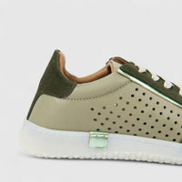 Dimato Ladies Leather Comfort Sneaker 130.2007 White/Green  DS241