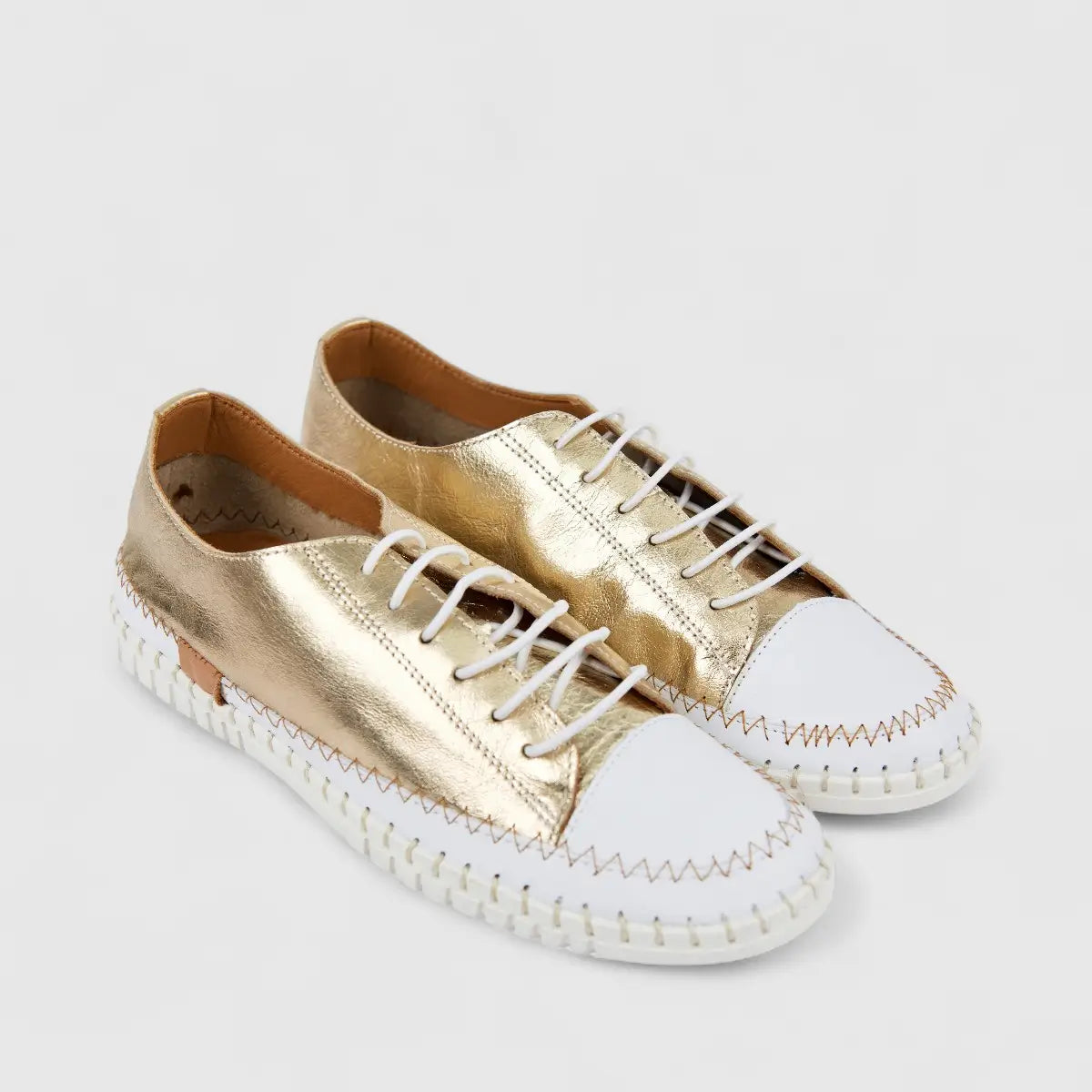 Dimato Ladies Leather Comfort Sneaker 132.311 Gold/White DS242