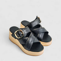 Dimato Ladies Leather Comfort Wedge Sandal 002.10081 Black DS225