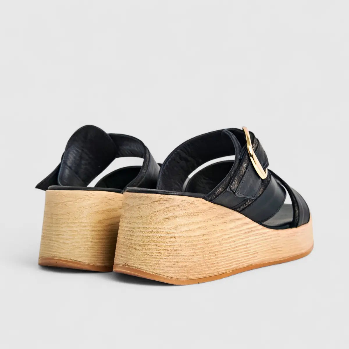 Dimato Ladies Leather Comfort Wedge Sandal 002.10081 Black DS225
