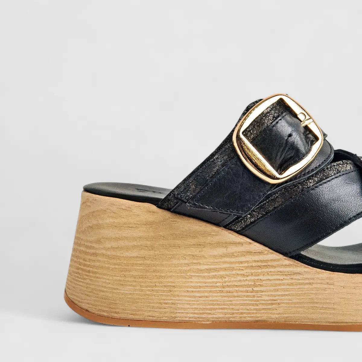 Dimato Ladies Leather Comfort Wedge Sandal 002.10081 Black DS225