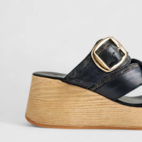 Dimato Ladies Leather Comfort Wedge Sandal 002.10081 Black DS225